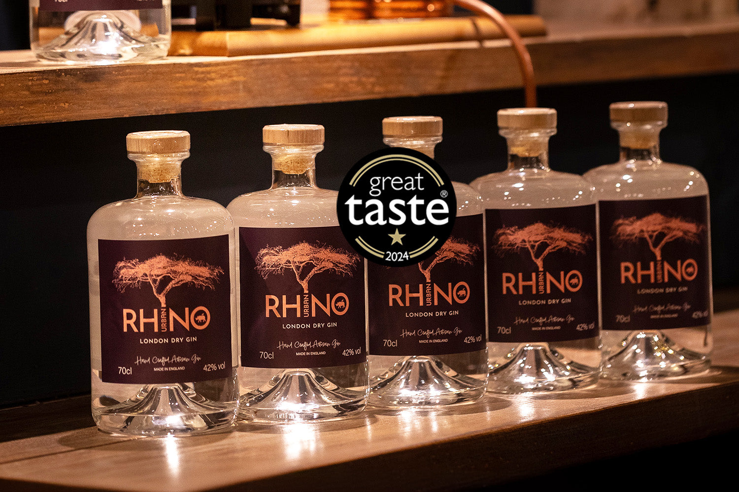 Great Taste 2024 award for Urban Rhinos premium London Dry Gin